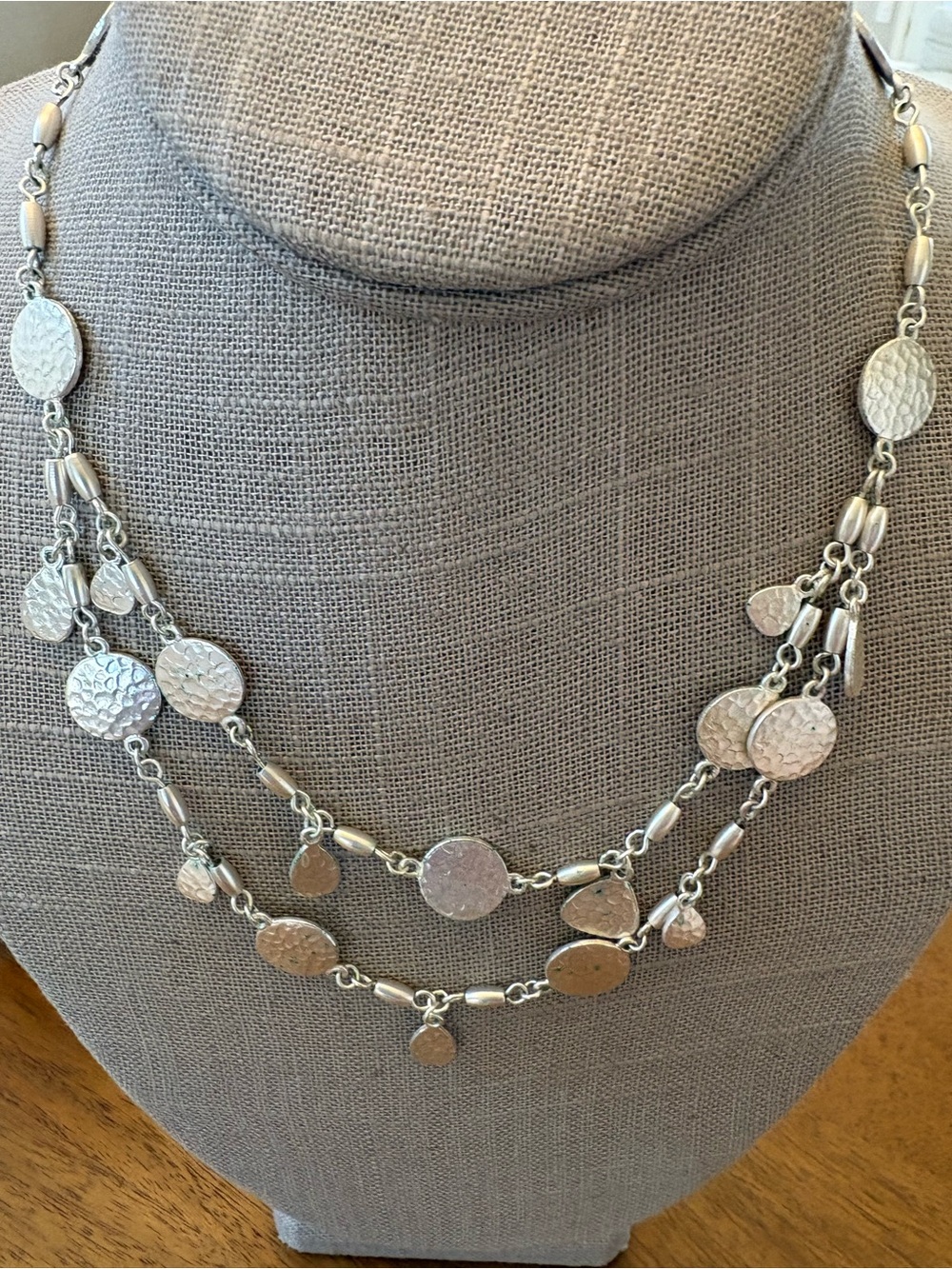 Silver Multi-Disk Layered Necklace - Women Jewelry